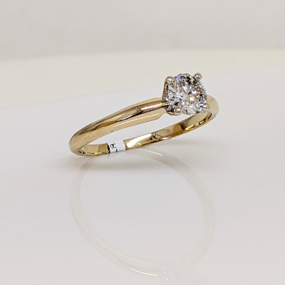 14K .51 CARAT TOTAL I2 H DIAMOND ROUND ESTATE SOLITAIRE RING 1.8 GRAMS