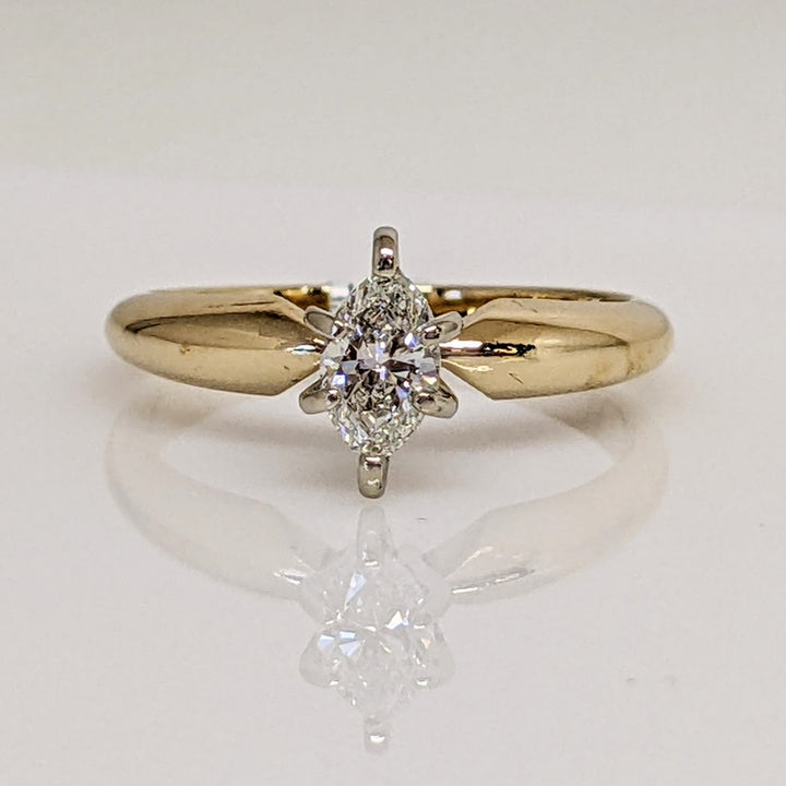 14K .33 CARAT TOTAL VS2 H DIAMOND MARQUISE SOLITAIRE ESTATE RING 2.3 GRAMS