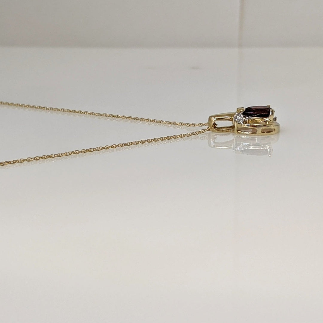 10K GARNET PEAR 5X7 WITH MELEE ESTATE PENDANT & CHAIN 2.0 GRAMS