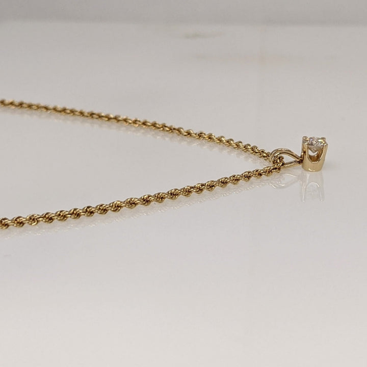 14K .22 CARAT TOTAL I1 I DIAMOND ROUND ESTATE PENDANT & CHAIN 4.1 GRAMS