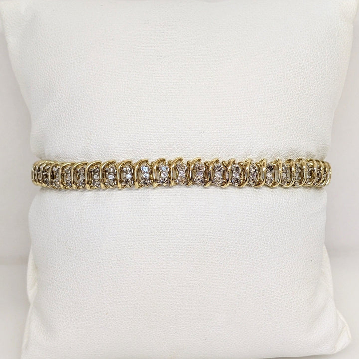 10K 2.00CTW I1-I2 L DIAMOND ROUND (100) ESTATE BRACELET 9.4 GRAMS