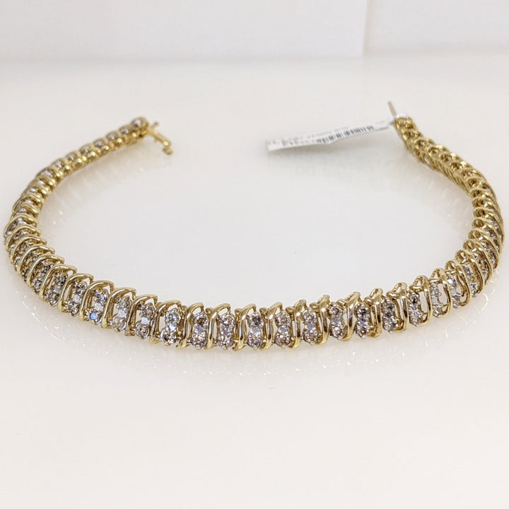 10K 2.00CTW I1-I2 L DIAMOND ROUND (100) ESTATE BRACELET 9.4 GRAMS