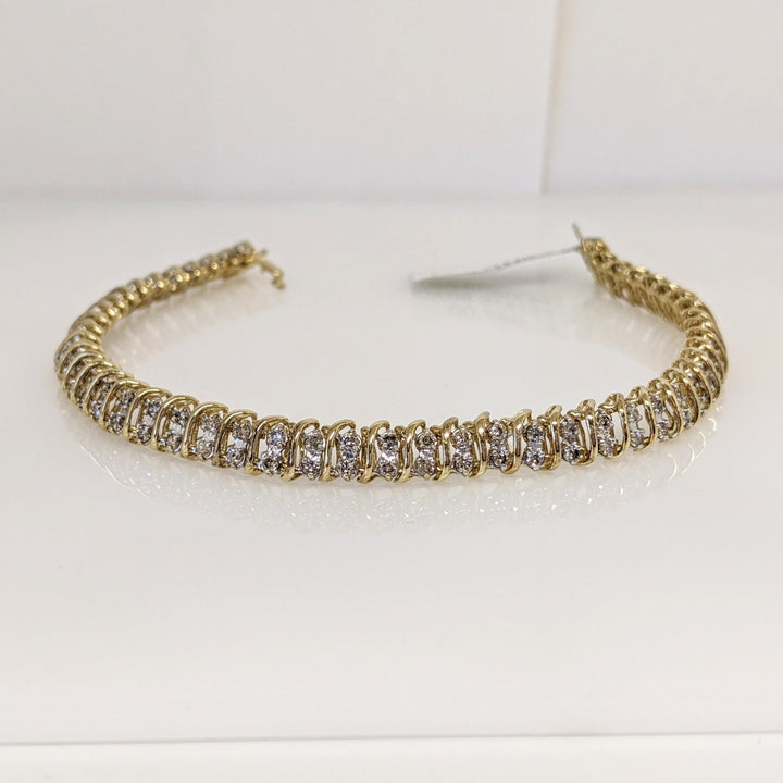 10K 2.00CTW I1-I2 L DIAMOND ROUND (100) ESTATE BRACELET 9.4 GRAMS