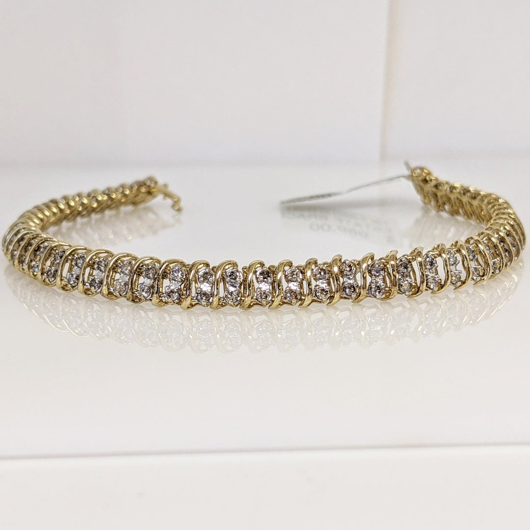 10K 2.00CTW I1-I2 L DIAMOND ROUND (100) ESTATE BRACELET 9.4 GRAMS