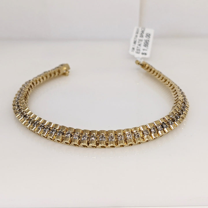 10K 1.86CTW SI2-I1 J DIAMOND ROUND (62) ESTATE BRACELET 18.7 GRAMS