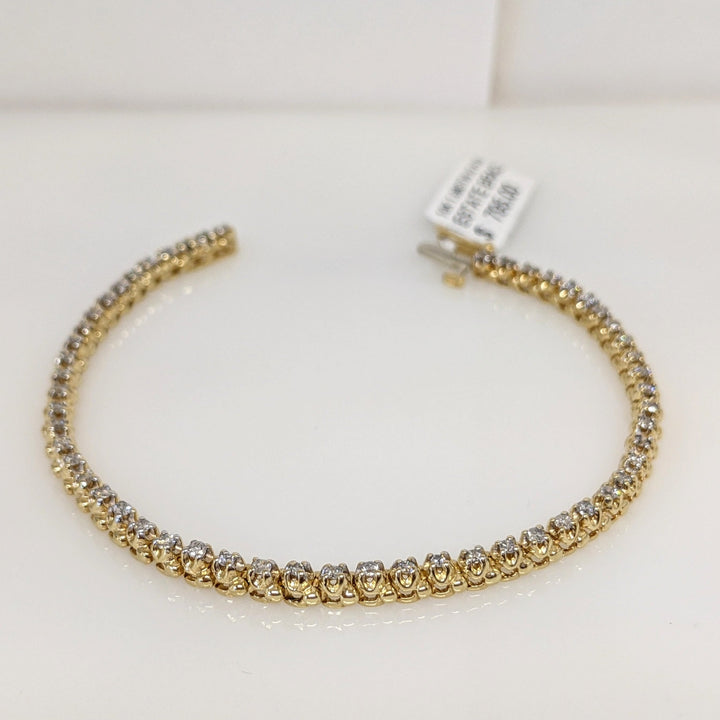 10K 1.08CTW I2 H DIAMOND ROUND (54) ESTATE BRACELET 9.7 GRAMS