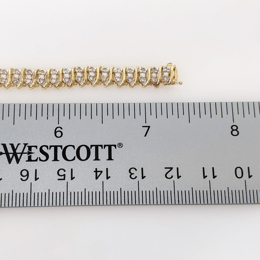 10K 2.00CTW I1-I2 L DIAMOND ROUND (100) ESTATE BRACELET 9.4 GRAMS