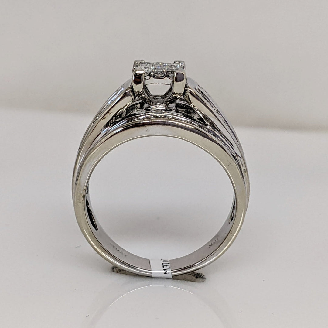 14K WHITE .87CTW I1 G DIAMOND PRINCESS CUT (9) ROUND (24) BAGUETTE (48) ESTATE RING 5.5 GRAMS