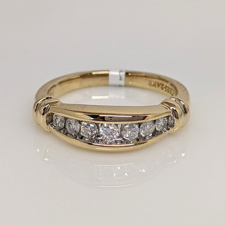 14K .30CTW I1 G DIAMOND ROUND (7) ESTATE CHANNEL SET BAND 4.2 GRAMS