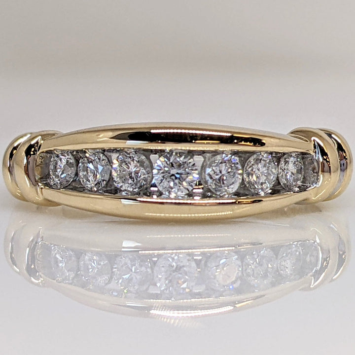 14K .30CTW I1 G DIAMOND ROUND (7) ESTATE CHANNEL SET BAND 4.2 GRAMS