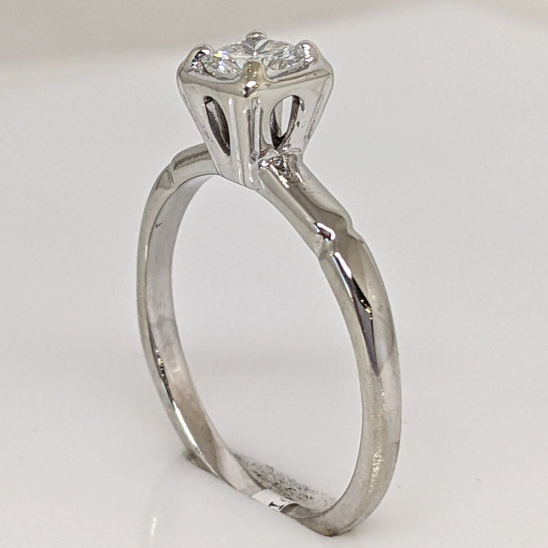 14K WHITE .38 CARAT TOTAL VS2 I DIAMOND ROUND ILLUSION HEAD ESTATE RING 2.2 GRAMS