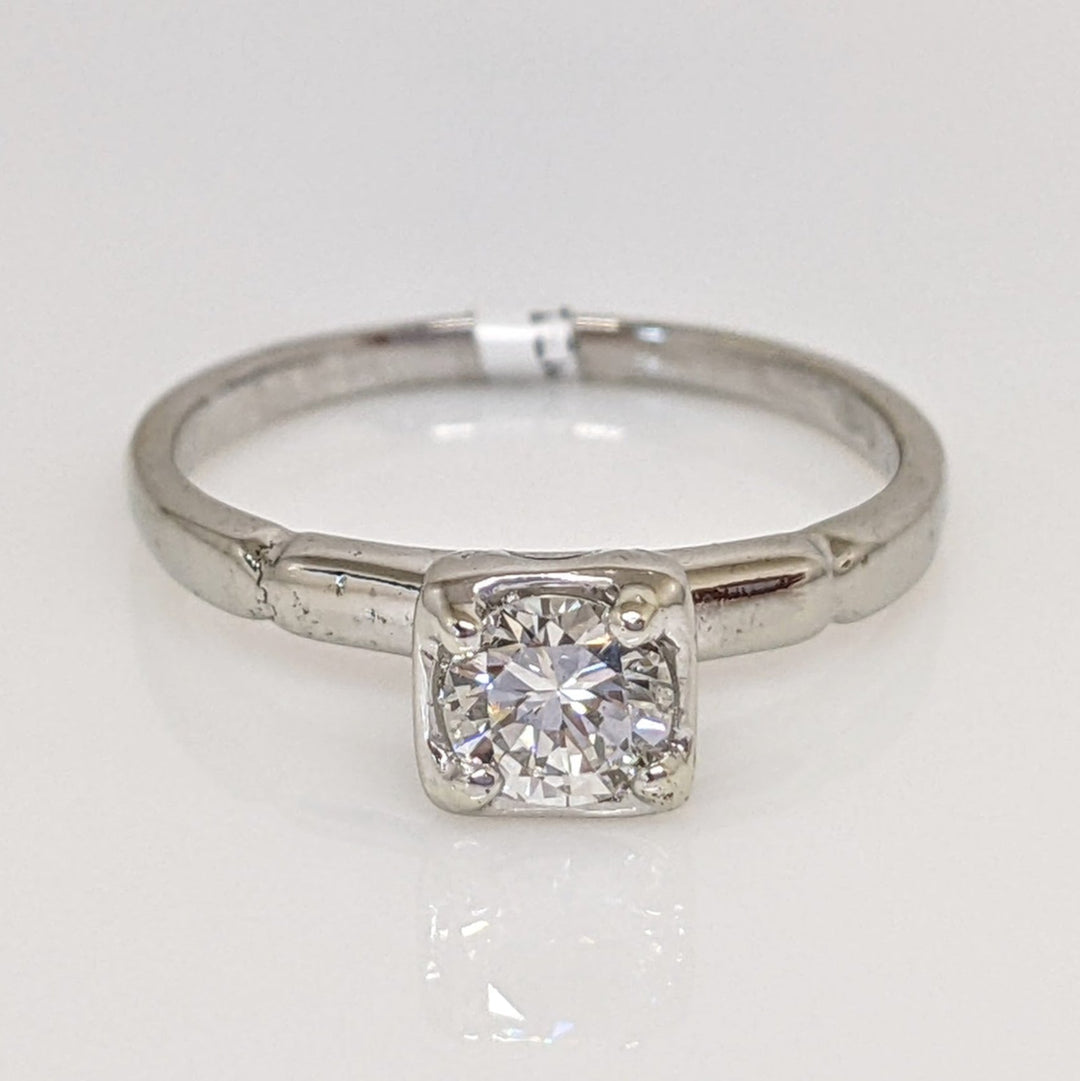 14K WHITE .38 CARAT TOTAL VS2 I DIAMOND ROUND ILLUSION HEAD ESTATE RING 2.2 GRAMS