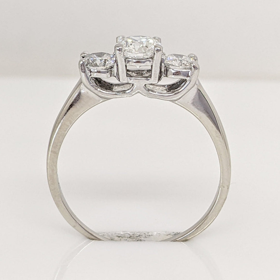 14K WHITE/ PLATINUM .94CTW I1 I DIAMOND ROUND (3) ESTATE TRINITY RING 3.5 GRAMS