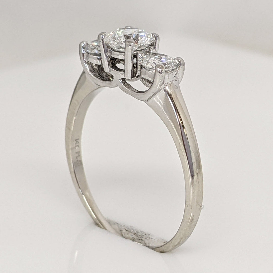 14K WHITE/ PLATINUM .94CTW I1 I DIAMOND ROUND (3) ESTATE TRINITY RING 3.5 GRAMS