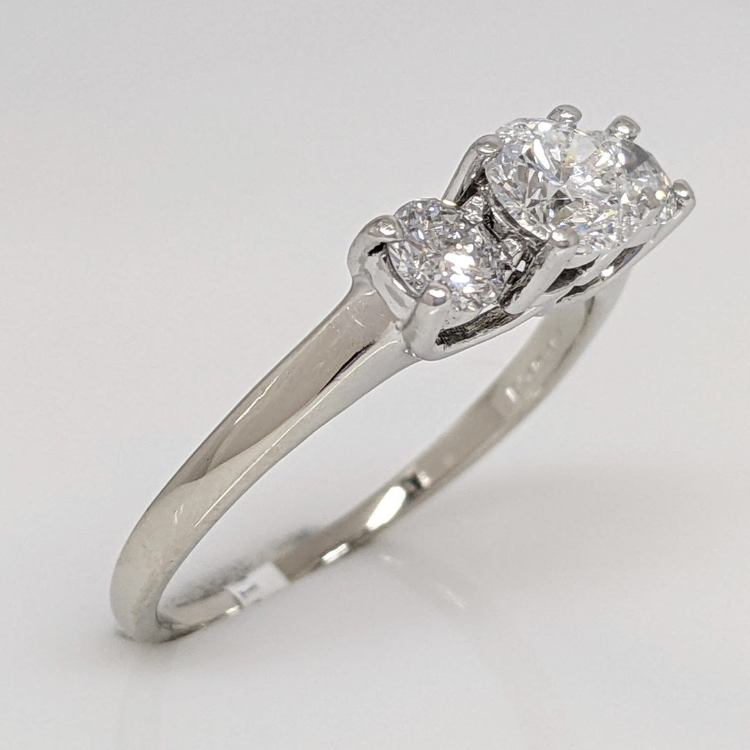 14K WHITE/ PLATINUM .94CTW I1 I DIAMOND ROUND (3) ESTATE TRINITY RING 3.5 GRAMS