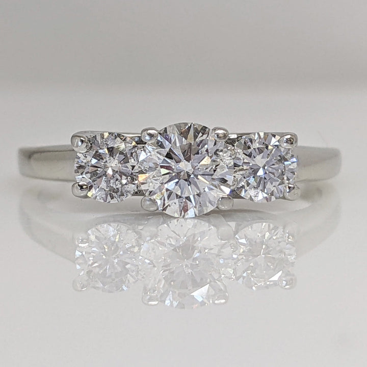 14K WHITE/ PLATINUM .94CTW I1 I DIAMOND ROUND (3) ESTATE TRINITY RING 3.5 GRAMS