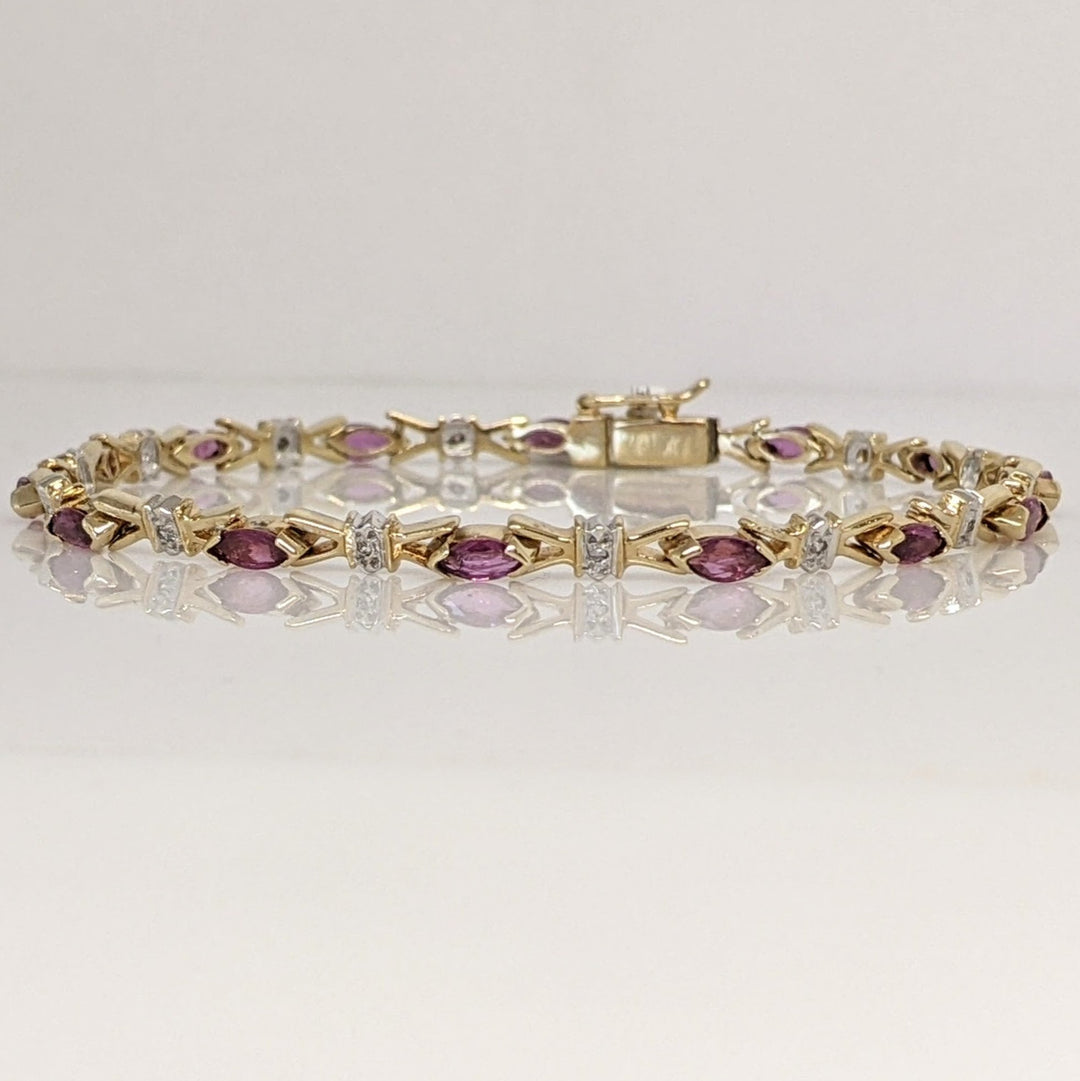 14K RUBY MARQUISE (14) 2.5X5 WITH (14) MELEE ESTATE BRACELET 7.1 GRAMS