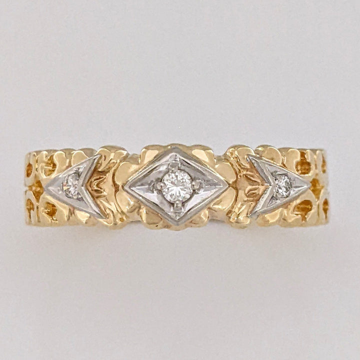 14K DIAMOND ROUND (3) OPEN "C" LINK DESIGN ESTATE BAND 4.3 GRAMS