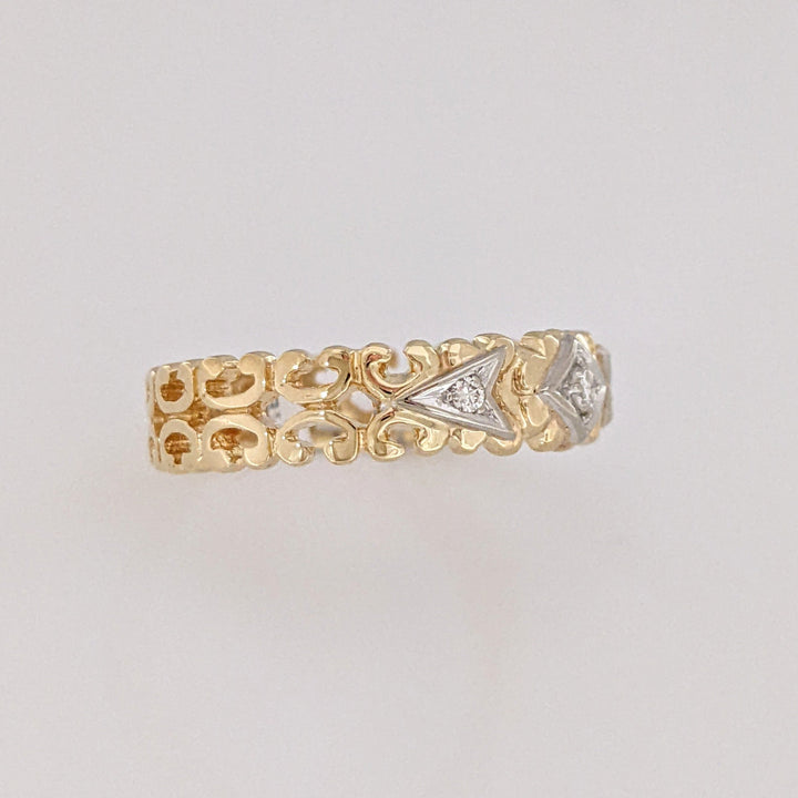 14K DIAMOND ROUND (3) OPEN "C" LINK DESIGN ESTATE BAND 4.3 GRAMS