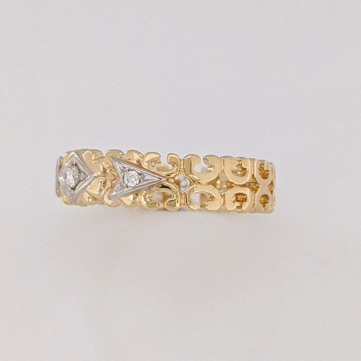 14K DIAMOND ROUND (3) OPEN "C" LINK DESIGN ESTATE BAND 4.3 GRAMS