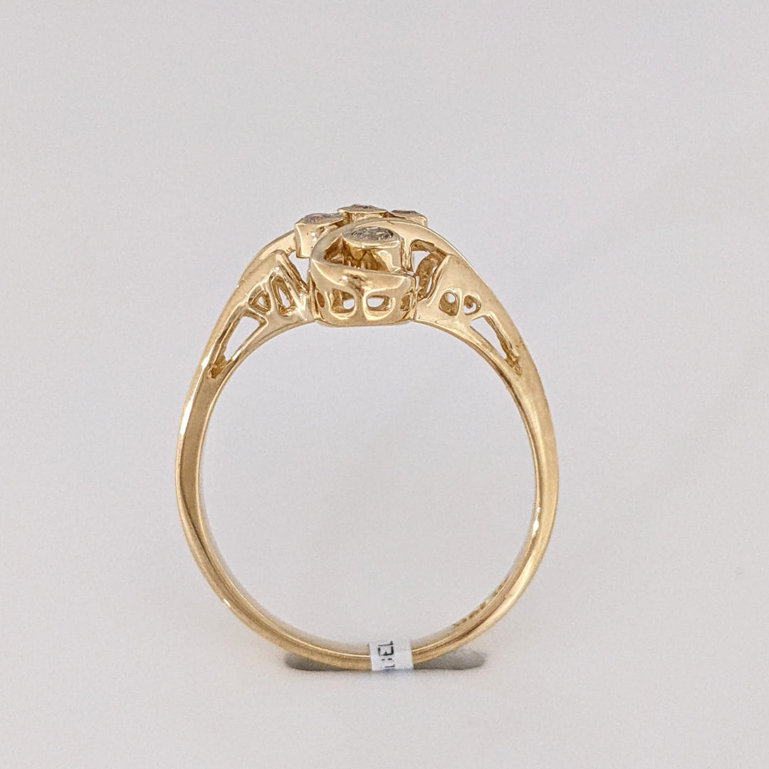 10K .20CTW DIAMOND ROUND (5) BEZEL FREEFORM RING 3.4 GRAMS