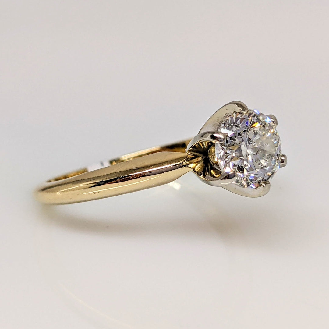 14K 1.00 CARAT TOTAL SI2 F DIAMOND ROUND ESTATE SOLITAIRE RING 3.1 GRAMS