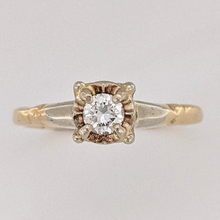 14K .16CT VS1 I DIAMOND ROUND ILLUSION HEAD ESTATE RING 1.9 GRAMS