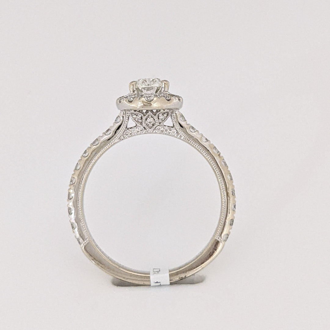 14K WHITE 1.38 CTW SI1 I DIAMOND OVAL WITH (54) ROUND HALO ESTATE RING 3.6 GRAMS