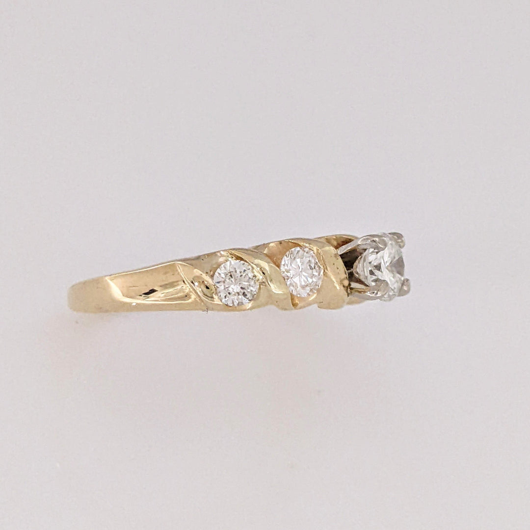 14K .63CT SI2-I1 I-J DIAMOND ROUND (5) SWIRL SIDES ESTATE RING 2.9 GRAMS