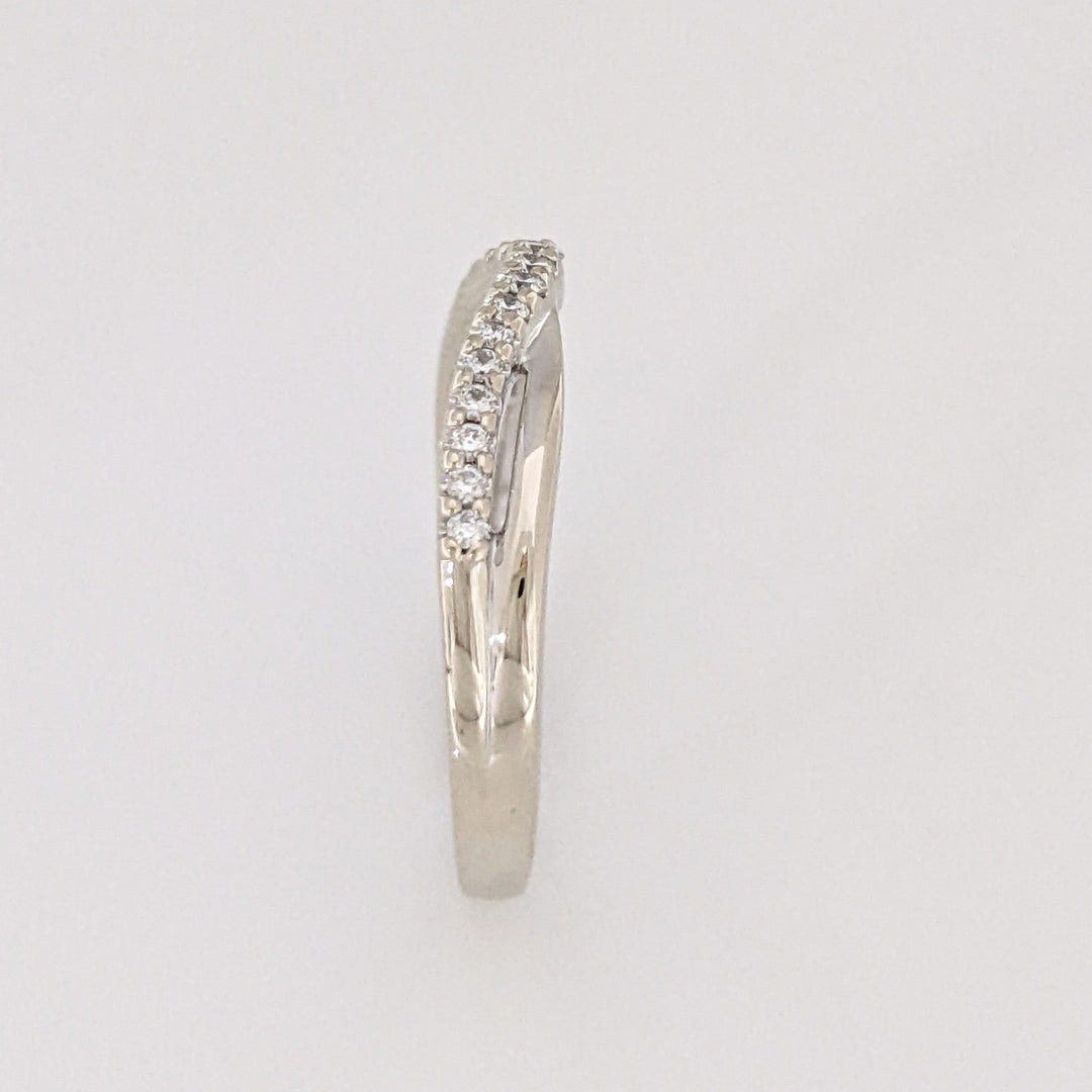 14K WHITE .29CTW SI2 H DIAMOND ROUND (19) CURVED ESTATE BAND 2.8 GRAMS