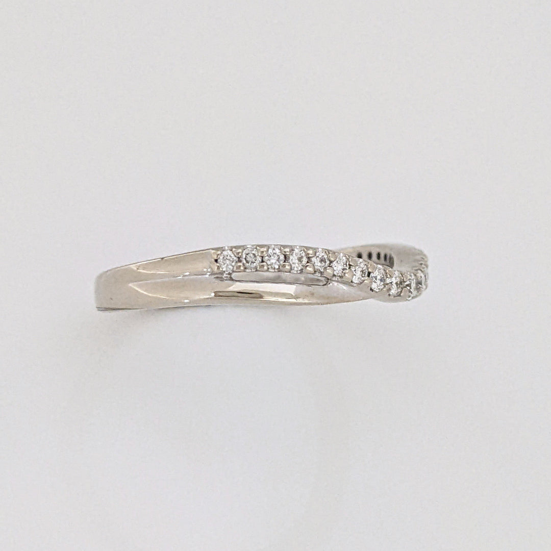 14K WHITE .29CTW SI2 H DIAMOND ROUND (19) CURVED ESTATE BAND 2.8 GRAMS