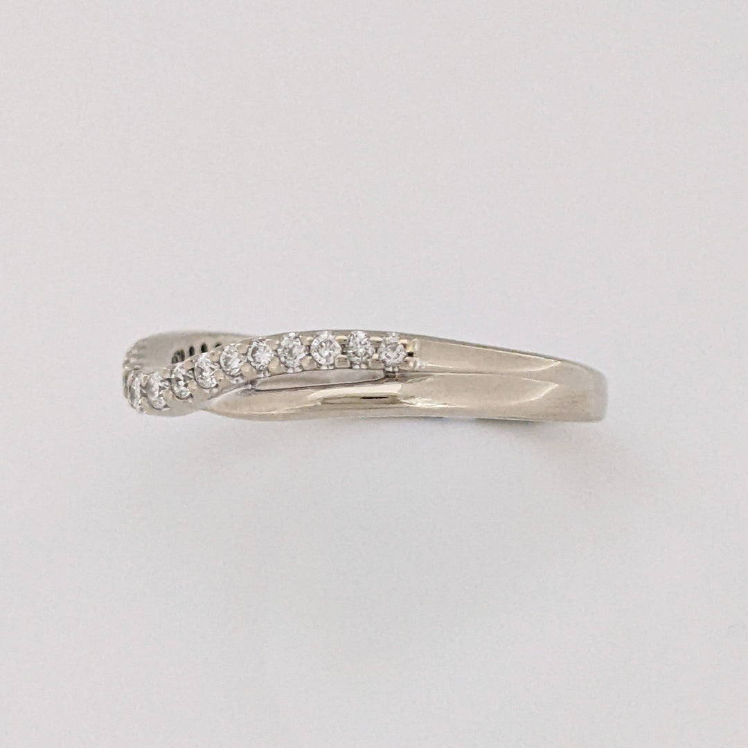 14K WHITE .29CTW SI2 H DIAMOND ROUND (19) CURVED ESTATE BAND 2.8 GRAMS