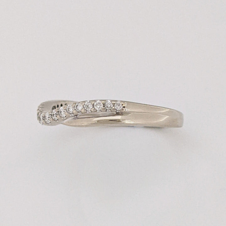 14K WHITE .29CTW SI2 H DIAMOND ROUND (19) CURVED ESTATE BAND 2.8 GRAMS