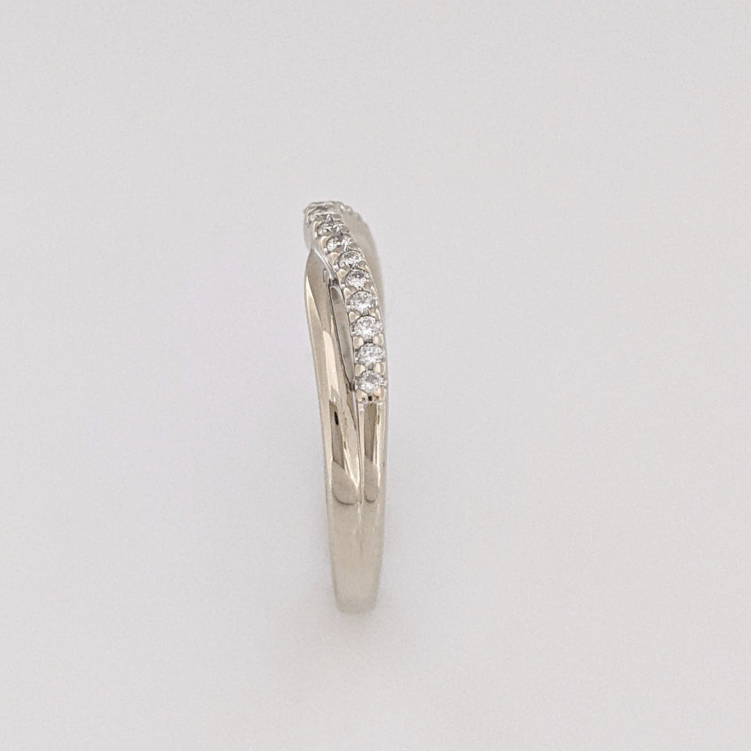 14K WHITE .29CTW SI2 H DIAMOND ROUND (19) CURVED ESTATE BAND 2.8 GRAMS