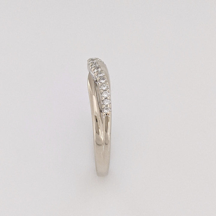 14K WHITE .29CTW SI2 H DIAMOND ROUND (19) CURVED ESTATE BAND 2.8 GRAMS