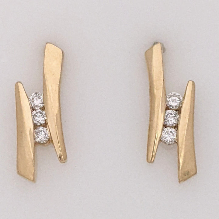 14K .18CTW I1 I DIAMOND ROUND (6) ESTATE EARRINGS 3.0 GRAMS