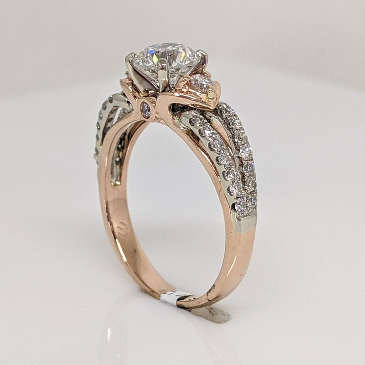 14K ROSE/ WHITE  1.53CTW I1 G DIAMOND ROUND (33) SPLIT SHANK ESTATE RING 4.1 GRAMS