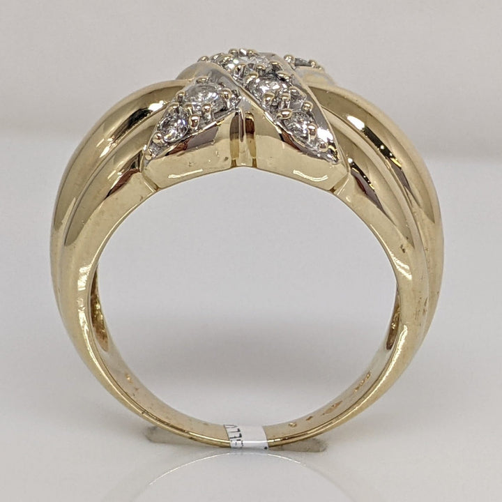 14K .51CTW I1 I DIAMOND ROUND (9) "X" ESTATE BAND 7.0 GRAMS