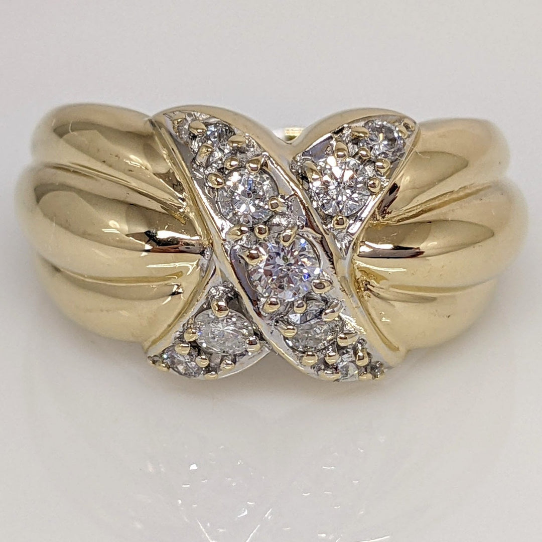 14K .51CTW I1 I DIAMOND ROUND (9) "X" ESTATE BAND 7.0 GRAMS