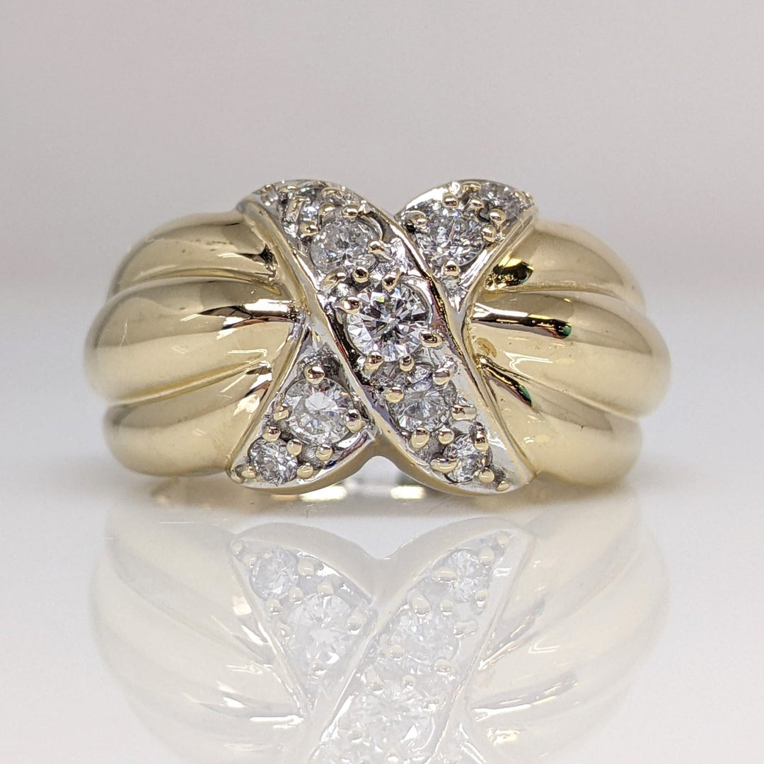 14K .51CTW I1 I DIAMOND ROUND (9) "X" ESTATE BAND 7.0 GRAMS