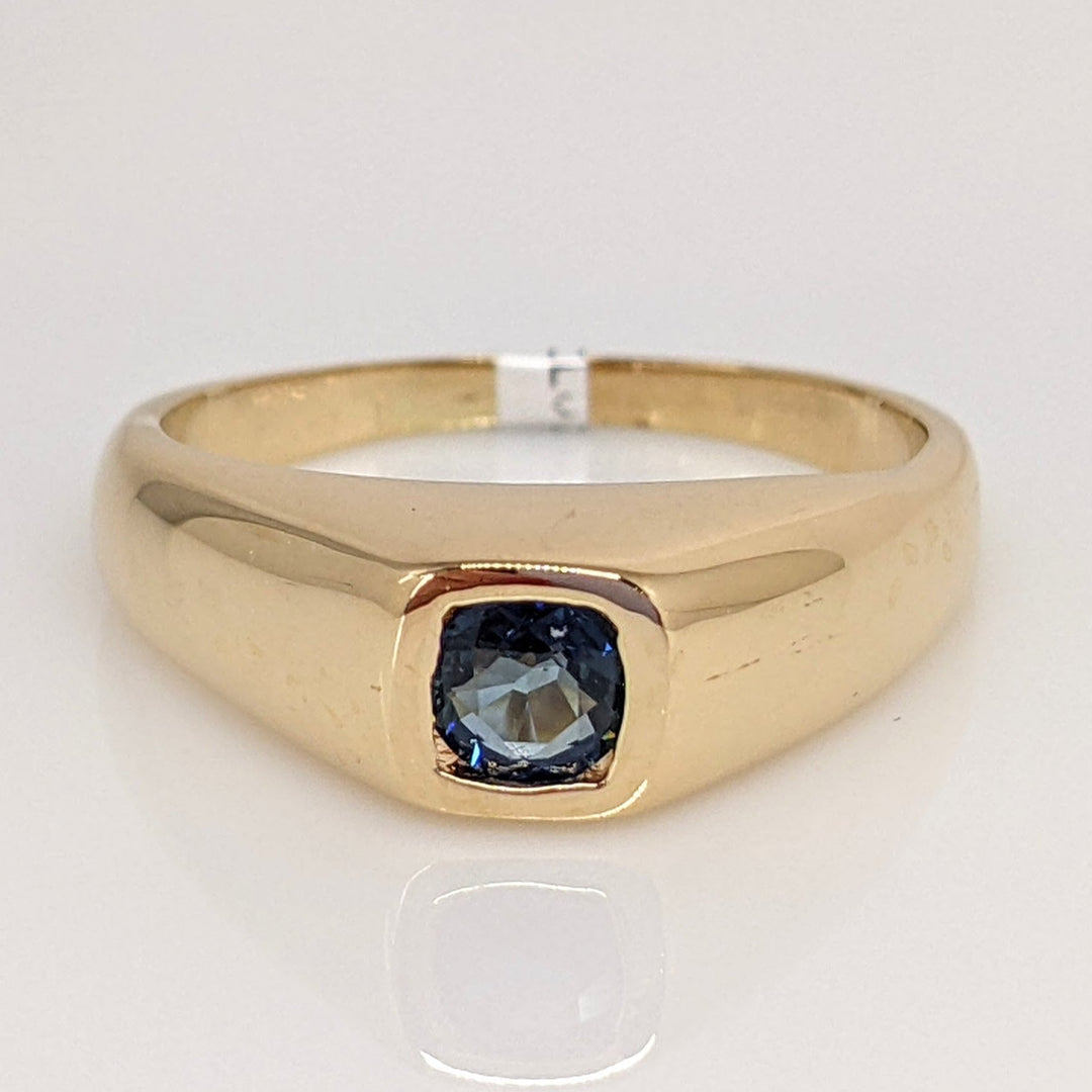 14K SAPPHIRE PRINCESS CUT 4.0MM BEZEL ESTATE RING 4.6 GRAMS