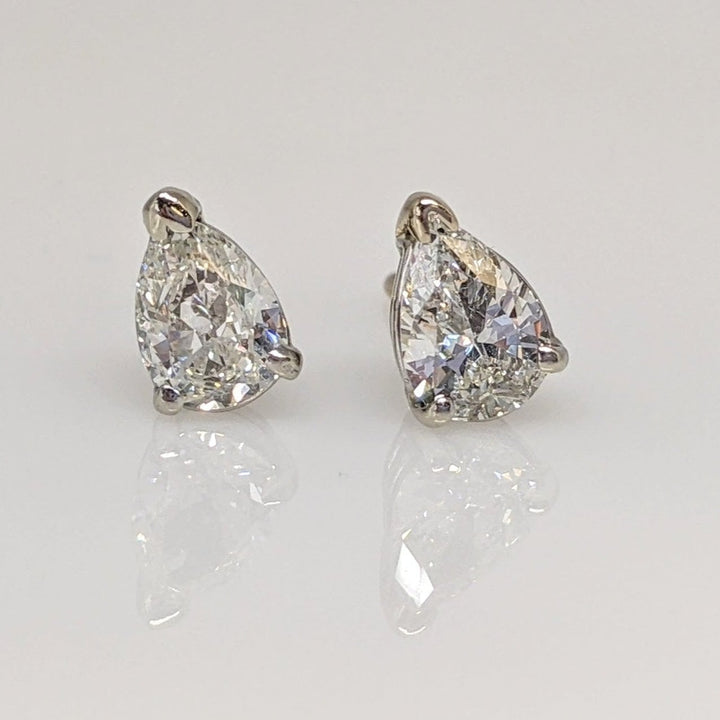 14K WHITE 1.44CTW VS1 H DIAMOND PEAR SHAPE (2) ESTATE STUD EARRINGS 1.7 GRAMS