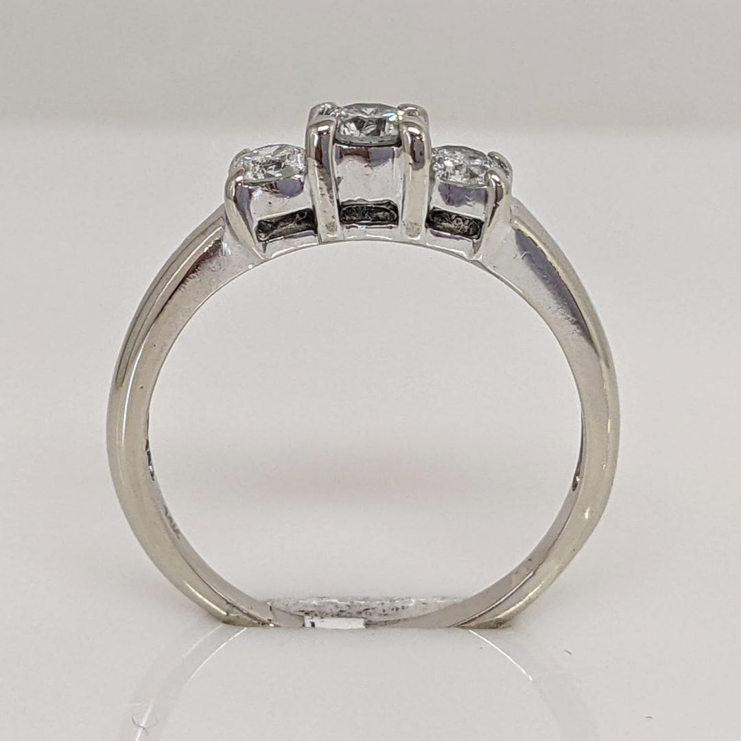 14K WHITE .47CTW I1 G DIAMOND ROUND (3) ESTATE TRINITY RING 2.2 GRAMS