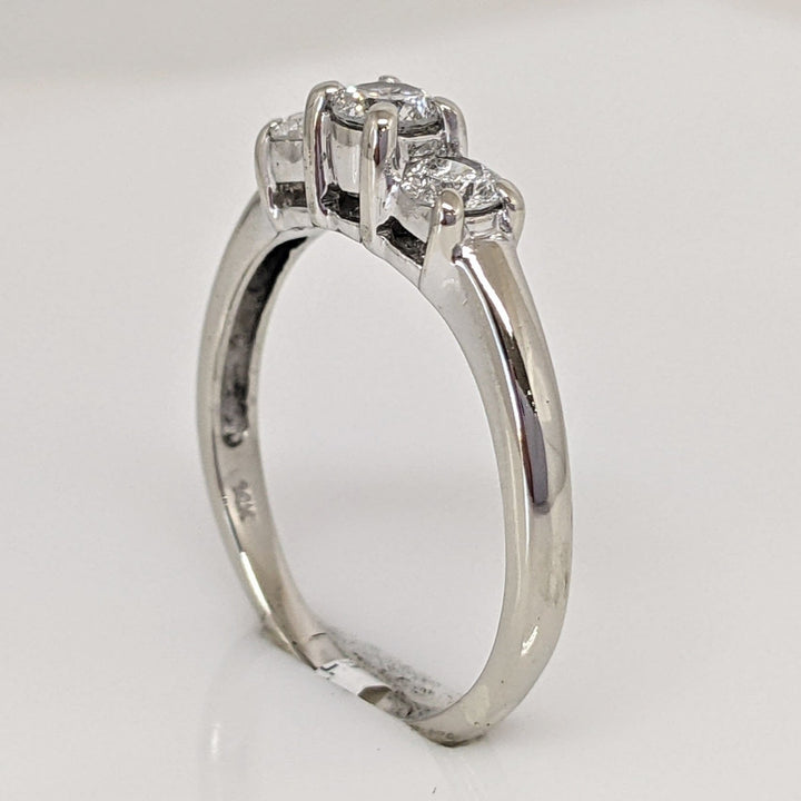 14K WHITE .47CTW I1 G DIAMOND ROUND (3) ESTATE TRINITY RING 2.2 GRAMS