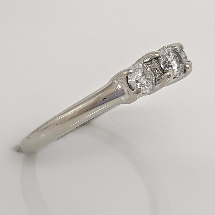 14K WHITE .47CTW I1 G DIAMOND ROUND (3) ESTATE TRINITY RING 2.2 GRAMS