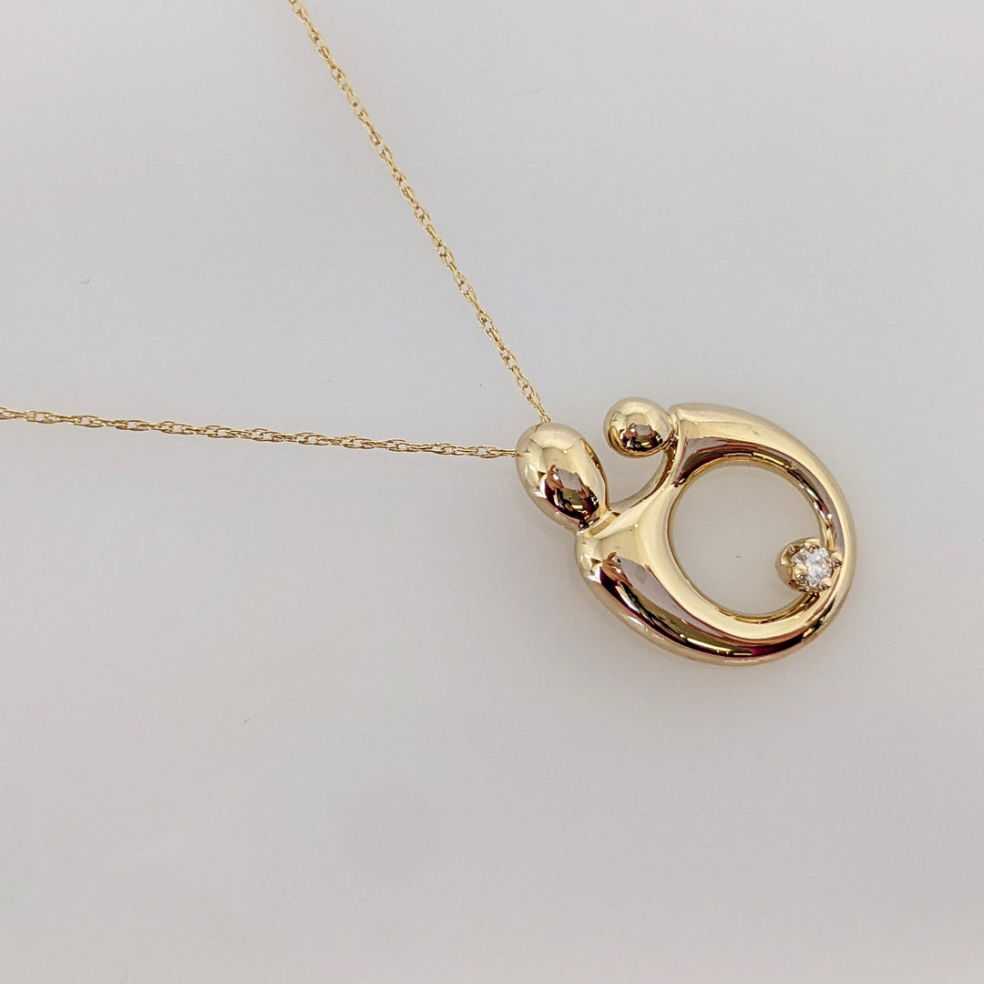 14K MOTHER/CHILD DIAMOND ROUND MELEE ESTATE PENDANT 3.3 GRAMS