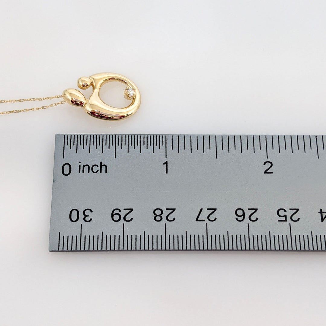 14K MOTHER/CHILD DIAMOND ROUND MELEE ESTATE PENDANT 3.3 GRAMS