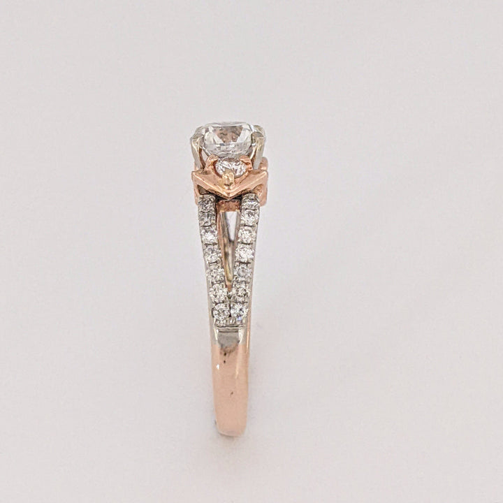 14K ROSE/ WHITE  1.53CTW I1 G DIAMOND ROUND (33) SPLIT SHANK ESTATE RING 4.1 GRAMS