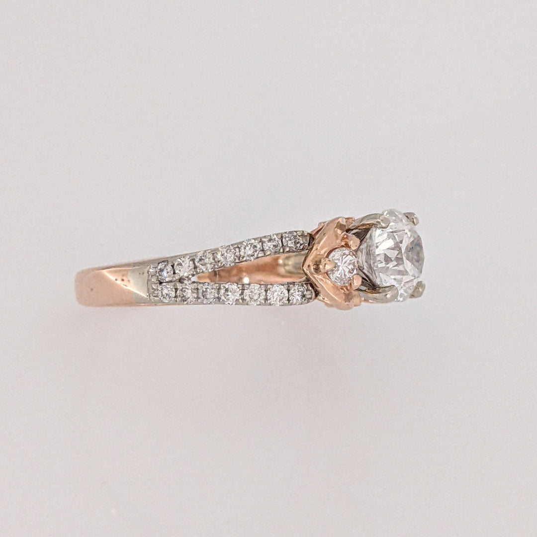 14K ROSE/ WHITE  1.53CTW I1 G DIAMOND ROUND (33) SPLIT SHANK ESTATE RING 4.1 GRAMS