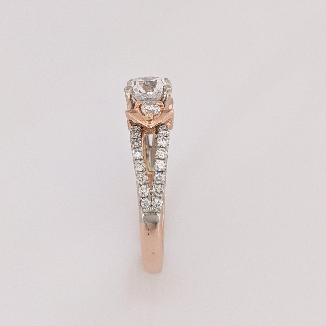 14K ROSE/ WHITE  1.53CTW I1 G DIAMOND ROUND (33) SPLIT SHANK ESTATE RING 4.1 GRAMS